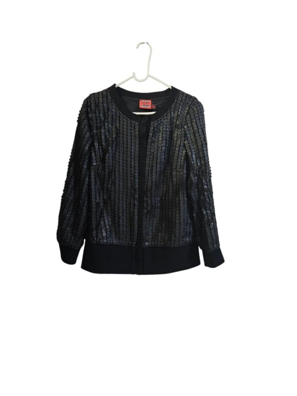 Simon Chang Black Faux Leather Women Coat Jacket M